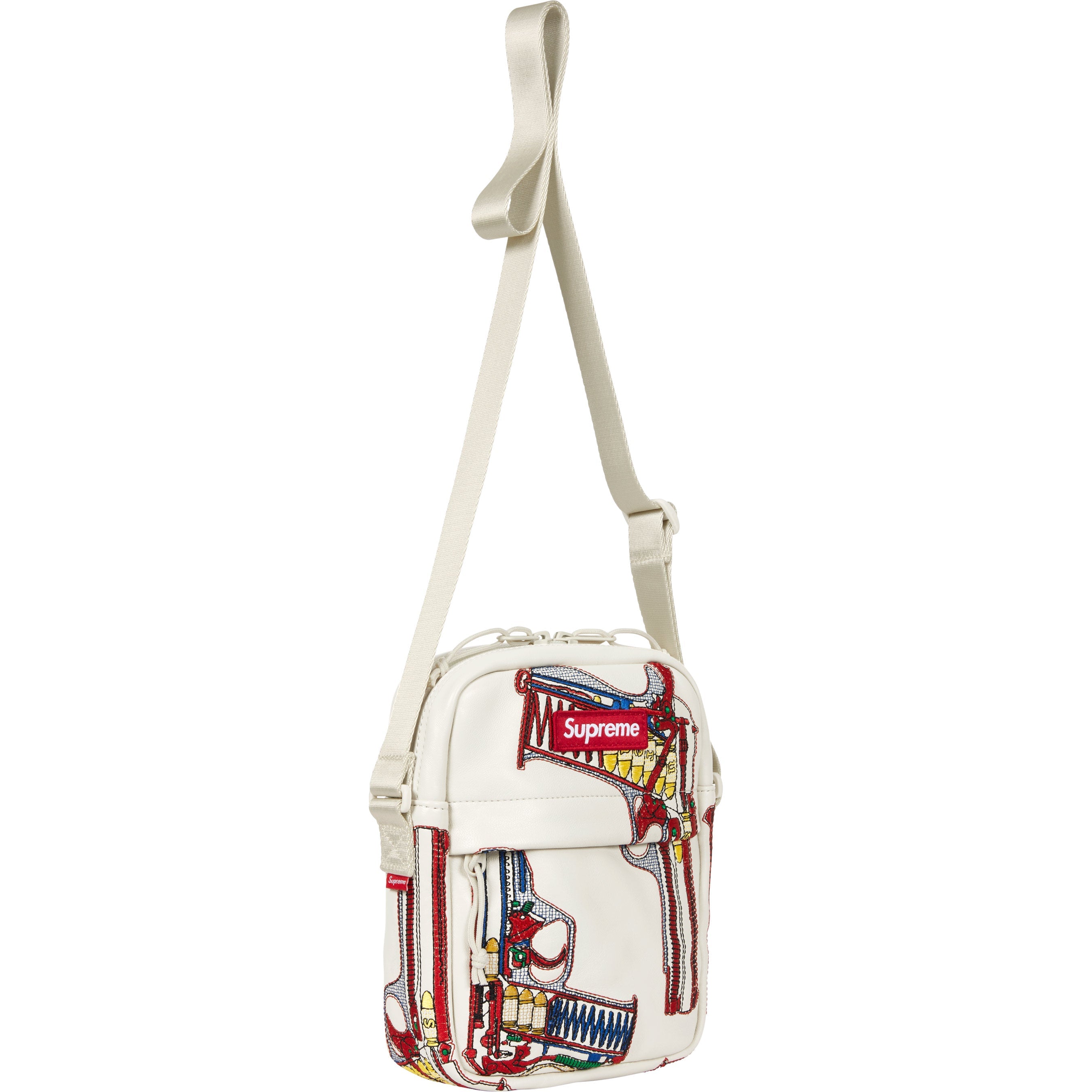 Guns Embroidered Leather Shoulder Bag view 10